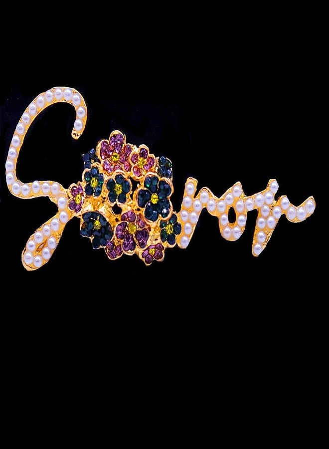 HUSURU Pearl Violet Flower DST Soror Pin Golden Greek Letters Sorority Lady Brooch Jewelry For Gifts - Image 2